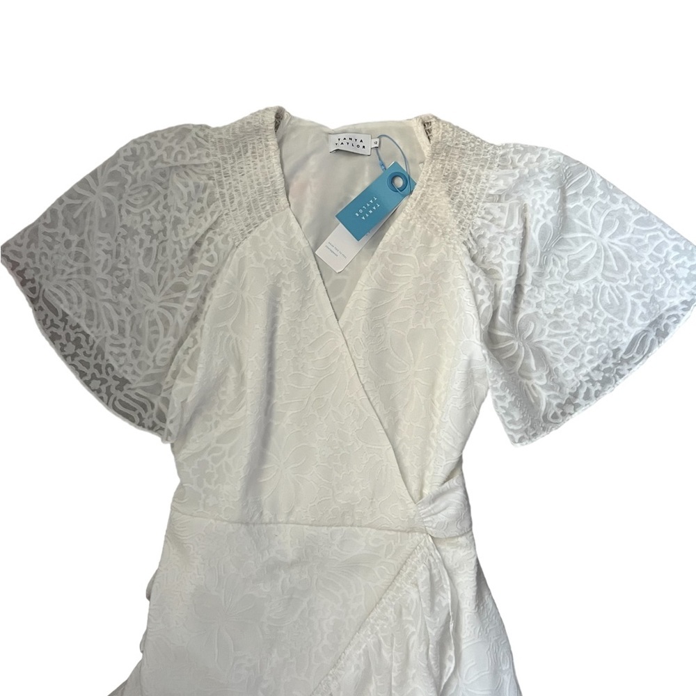 Tanya Taylor White Textured Wrap Midi Dress - Picture 12 of 15